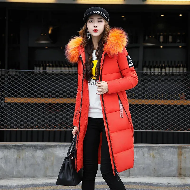 Winter Big Thick Slim Long Coat Fashion Zipper Hooded Faux Fur