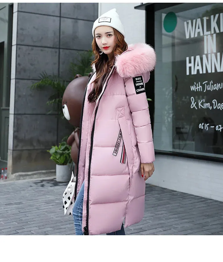 Winter Big Thick Slim Long Coat Fashion Zipper Hooded Faux Fur