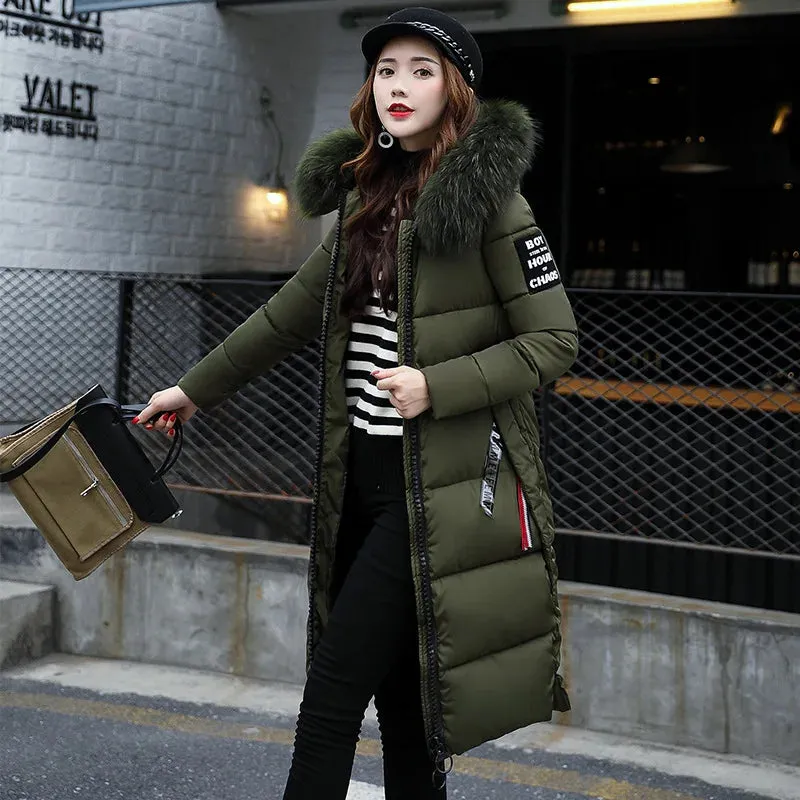 Winter Big Thick Slim Long Coat Fashion Zipper Hooded Faux Fur