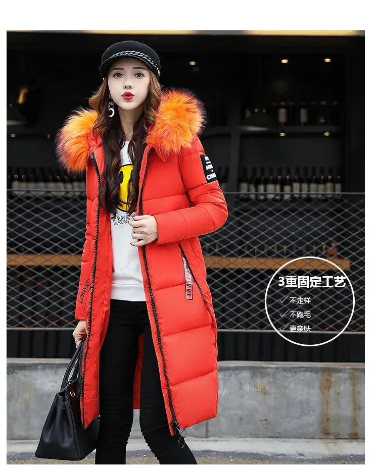 Winter Big Thick Slim Long Coat Fashion Zipper Hooded Faux Fur