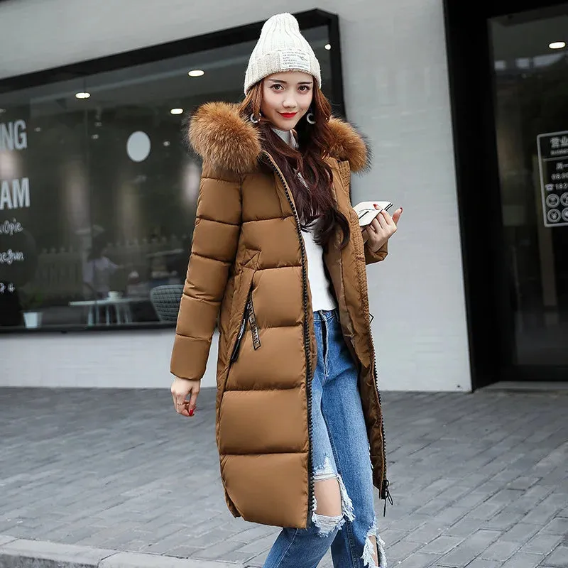 Winter Big Thick Slim Long Coat Fashion Zipper Hooded Faux Fur