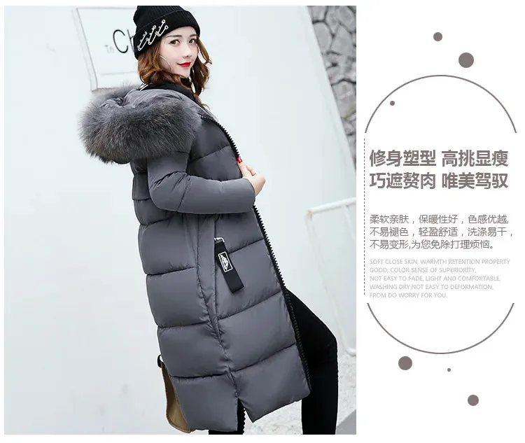 Winter Big Thick Slim Long Coat Fashion Zipper Hooded Faux Fur