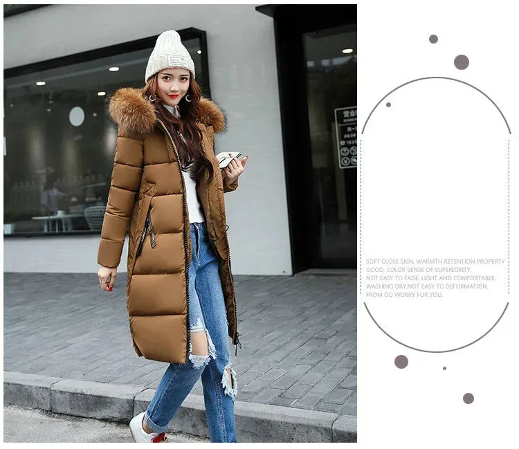 Winter Big Thick Slim Long Coat Fashion Zipper Hooded Faux Fur