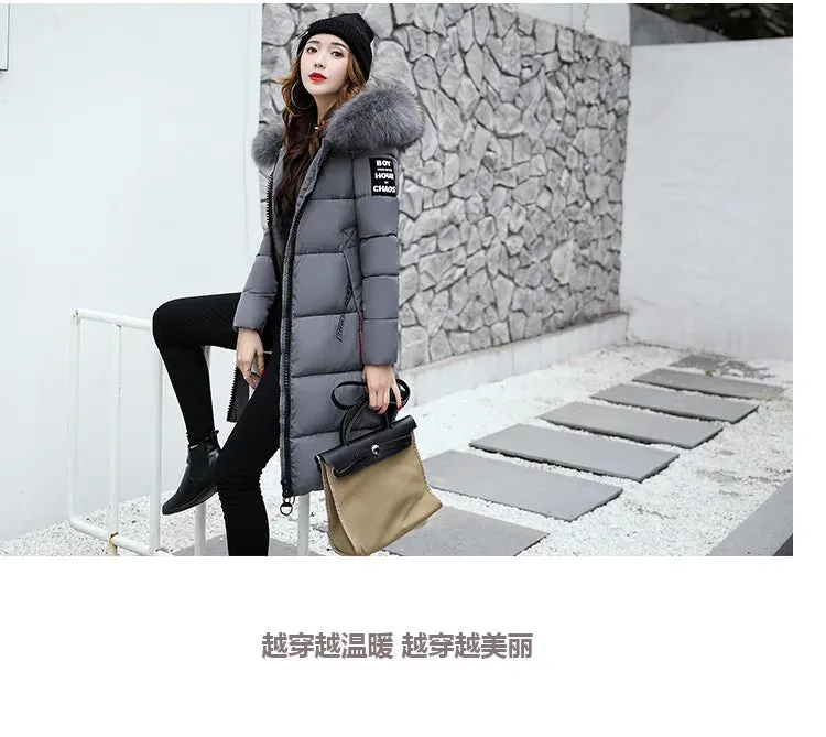 Winter Big Thick Slim Long Coat Fashion Zipper Hooded Faux Fur