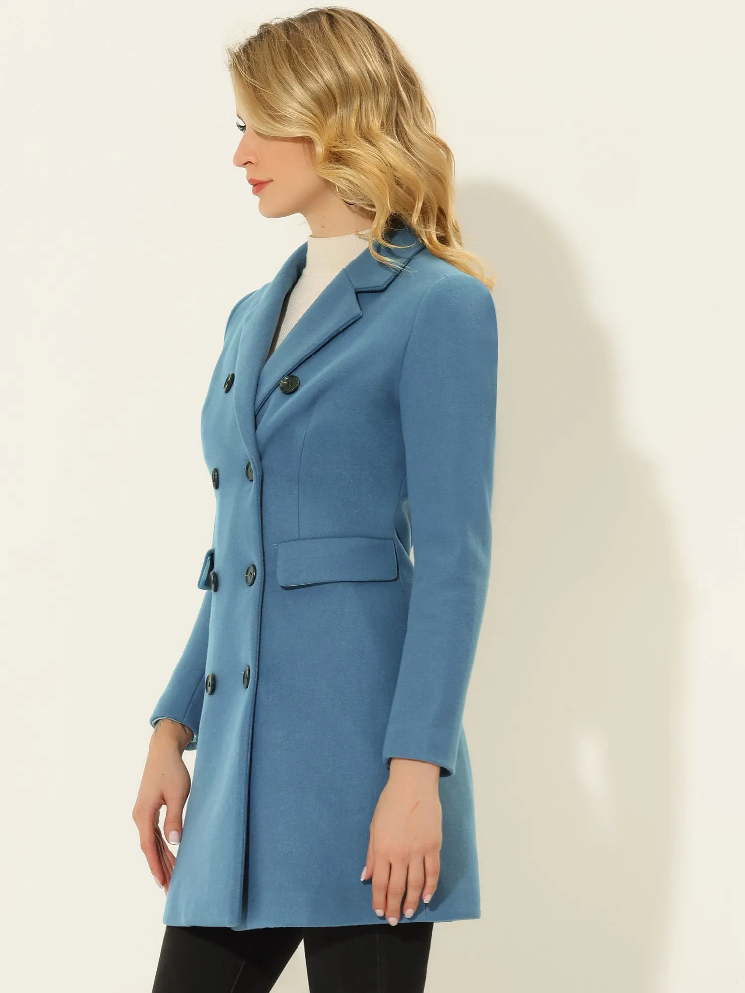 Winter Elegant Notched Lapel Double Breasted Trench Coat