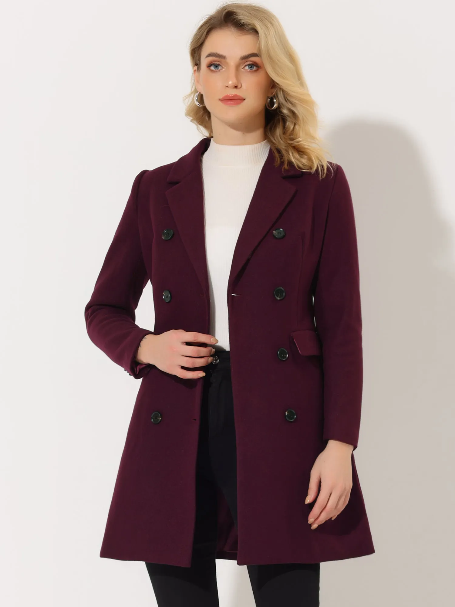 Winter Elegant Notched Lapel Double Breasted Trench Coat