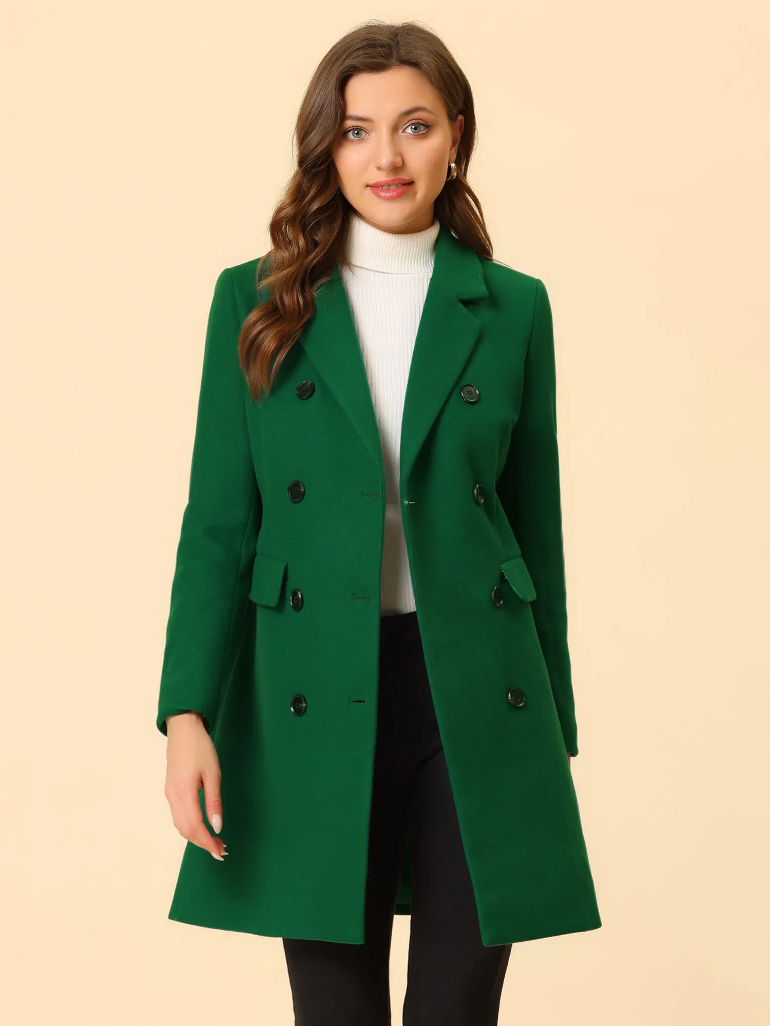 Winter Elegant Notched Lapel Double Breasted Trench Coat