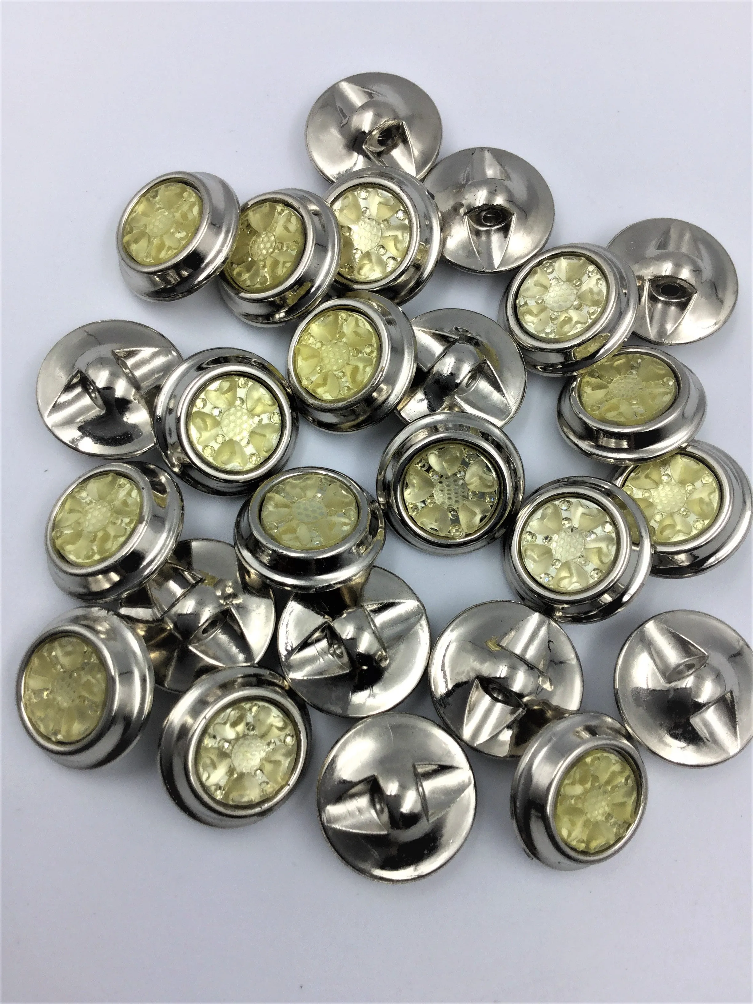 Yellow & Silver Plastic Buttons