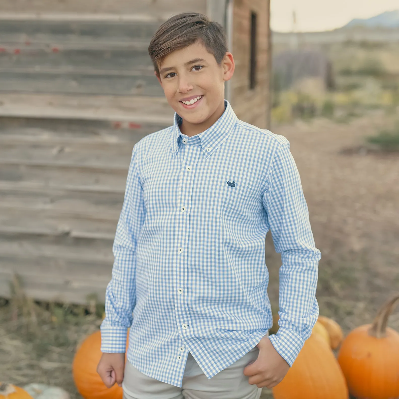 Youth Brentwood Gingham Performance Dress Shirt