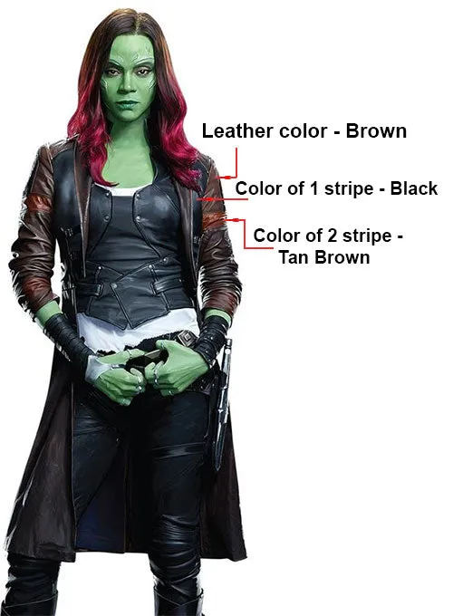 Zoe Saldana Guardians Of The Galaxy Vol 2 Leather Coat